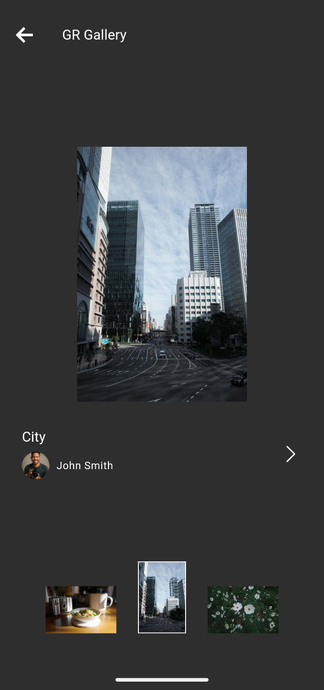 Image import (image selection/importing) screen