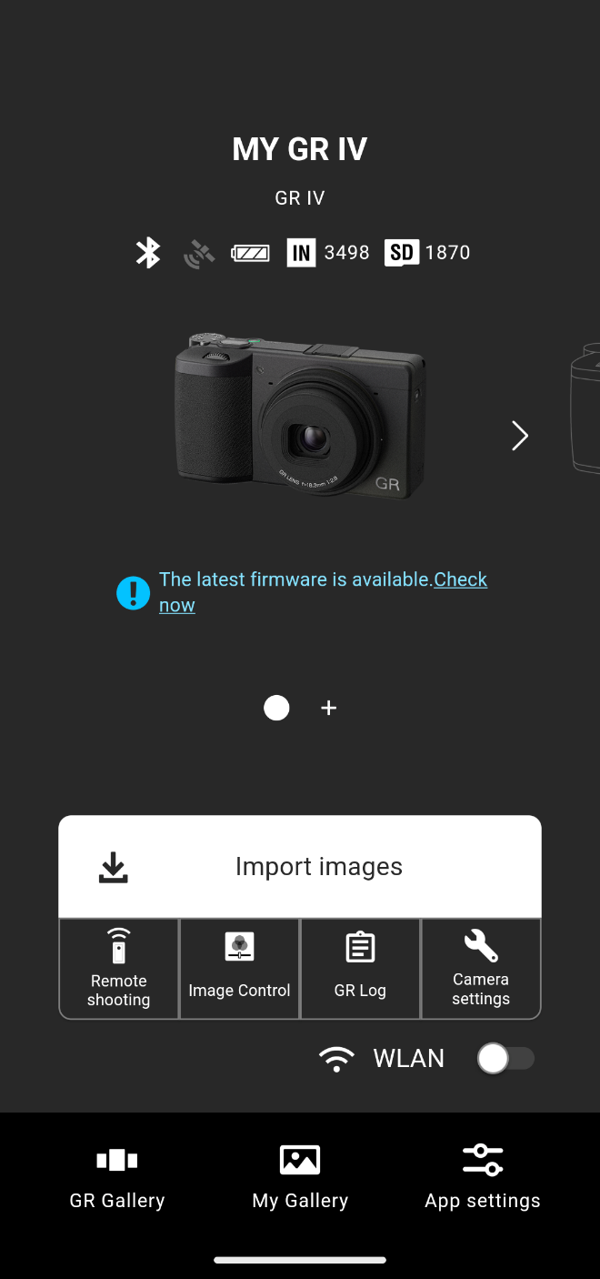 Image import (image selection/importing) screen